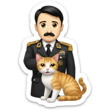 hitler petting a cat sticker