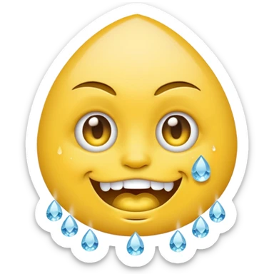 yellow emoji face grimacing iced out grill with sparkling diamonds teardrop tattoo below eye sticker