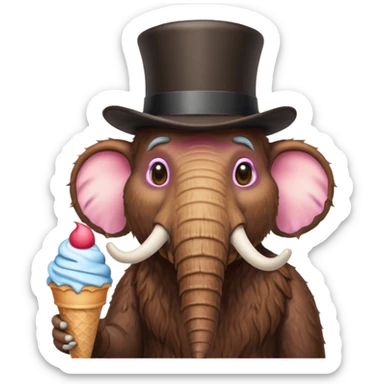 Mammoth With top hat and ice cream ￼ sticker