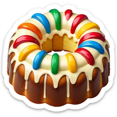 colorful pieces inside of the no frosting Bundt cake sticker
