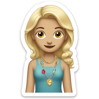 blonde girl with jewelry and boys sticker