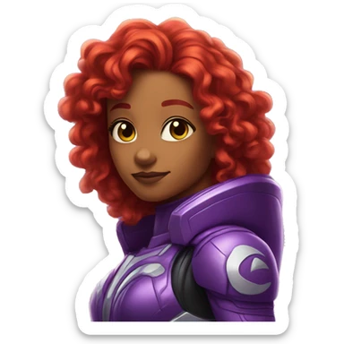 starfire dc glowing red curly hair purple spacesuit  sticker
