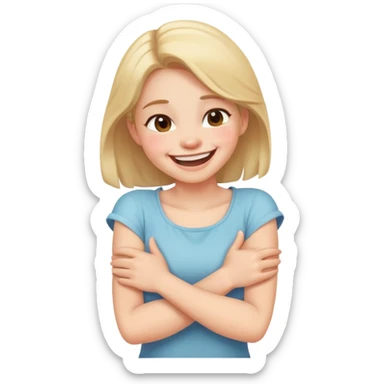Arms crossed holding neck laughing girl sticker