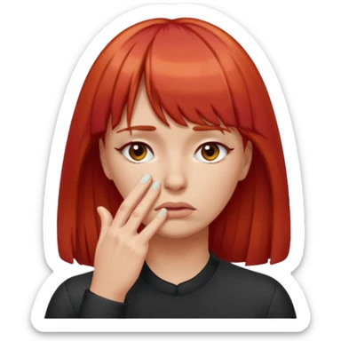 This emoji 🤦‍♀️ but with red hair and bangs  sticker