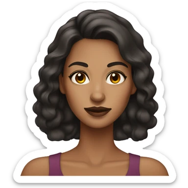 woman makeup artist with dark brown hair and tan skin  sticker