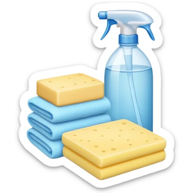 Realistic cleaning essentials with cream color sticker