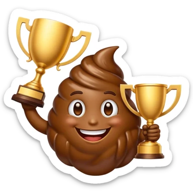 poop emoji with win sticker
