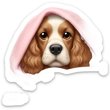 Cocker spaniel in a pink blanket sticker