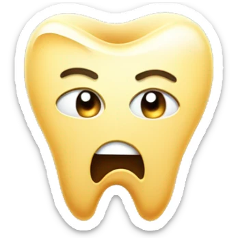 A chipped tooth frowny face emoji holding a thumbs down sticker