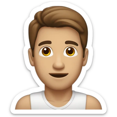 hombre joven de piel blanca, ojos marrones y tupé castaño sticker