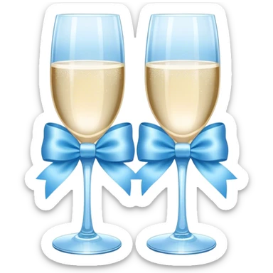 two light blue champagne glass with sky blue bow  sticker