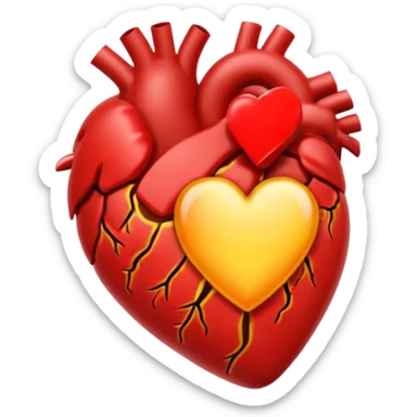 Un corazón humano roto sangrando rodeado de vendas y tiritas que se despegan sin hacer efecto sticker