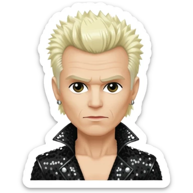 Billy Idol with platinum blonde hair, black sequin outfit sticker