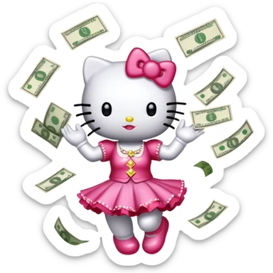 Hello kitty dance money fly sticker