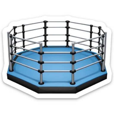 MMA cage arena object icon, octagon fighting cage with metal fence walls, padded corner posts, professional combat arena, 3D cartoon style, mobile game icon style, centered, clean background, no people, no text, no watermark
 sticker