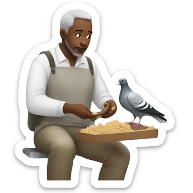 white man feeding pigeons sticker