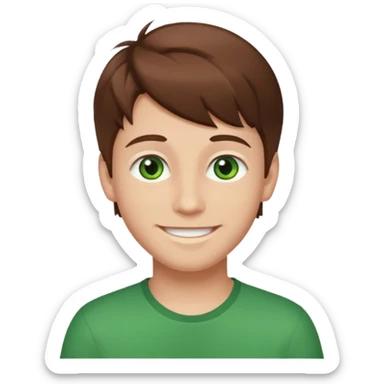 dessiner moi un garcons avec les cheveux bruns et les yeux vert sticker