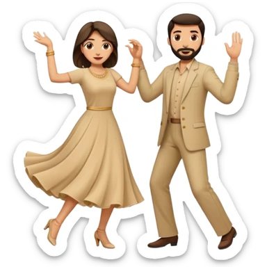 pakistani dancing man and woman fully clothed full body beige dress sticker
