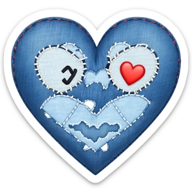 Denim heart sticker