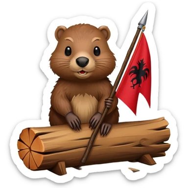 albanian flag with beaver on it sticker