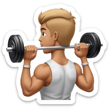 bicep side view holding a barbell biceps palms-facing-away from camera sticker