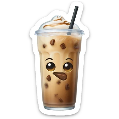 Iced latte with ice cubes sticker