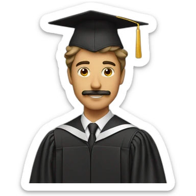 tan guy with mustache and graduation sticker