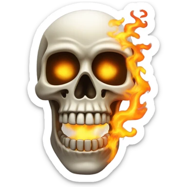 a skeleton head on fire sticker