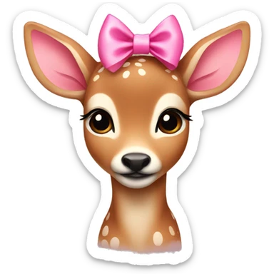 fawn with pink bow sticker