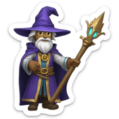 mage avec un bâton magique sticker