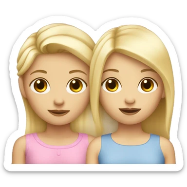 Short blond hair girl with another long blond girl sticker