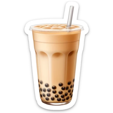 Bubble tea with tapioca pearls and milk tea, with straw sticker