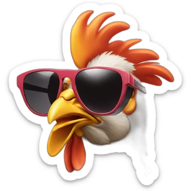 Chicken with sun glasses sticker