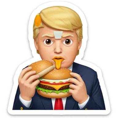 Donald trump eating hamburger  sticker