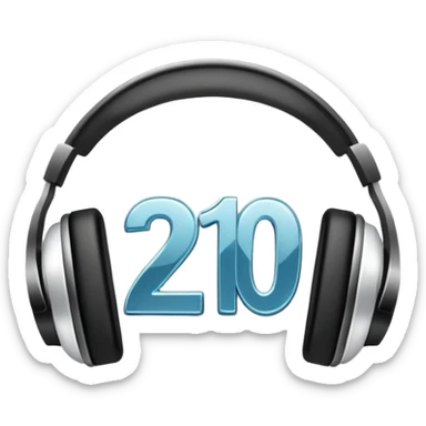 Music playlist badge with large "2010" number in the center, with headphones sticker