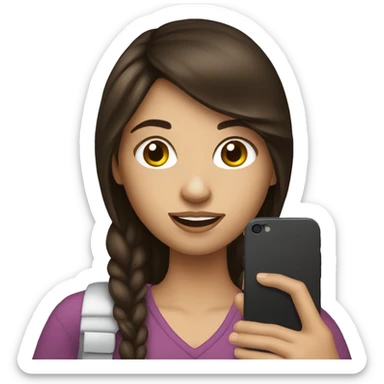 Brunette Girl taking selfie with her phone sticker