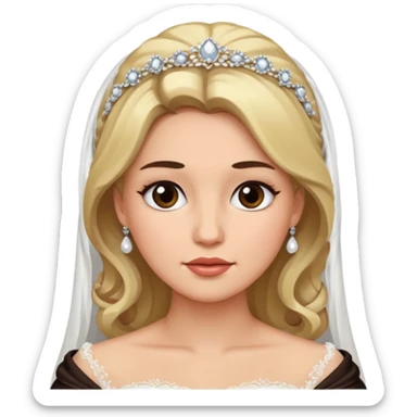 White tanned skin bride with dark brown hair mixed with blonde with a chin on her face sticker