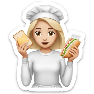 Girl shrugging holding a clear sandwich bag with white powder sticker