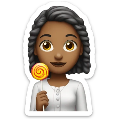A girl holding a lollipop sticker