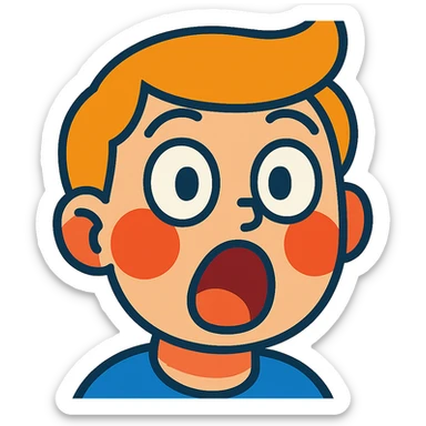 face with surprised expression, mouth open, blushing, vibrant toon style sticker