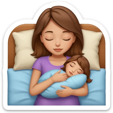 Almond Brunette haired girl with peachy tan skin sleeping sticker
