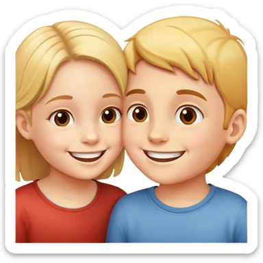 two children smiling at each other, happy and kind sticker