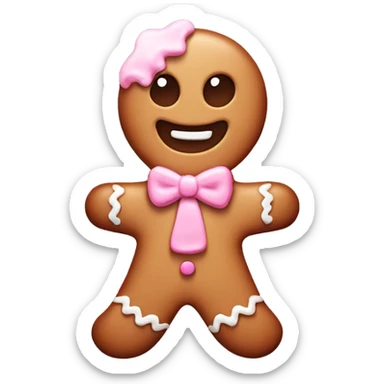 cute gingerbread man, with pastel pink frosting sticker