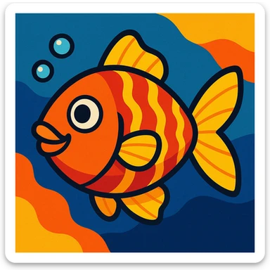 fish, vibrant cartoon style sticker