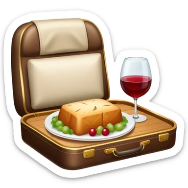 luxury plane food with wine sticker