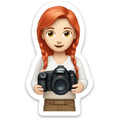 A white girl with red hair ￼and a camera in her heands  sticker