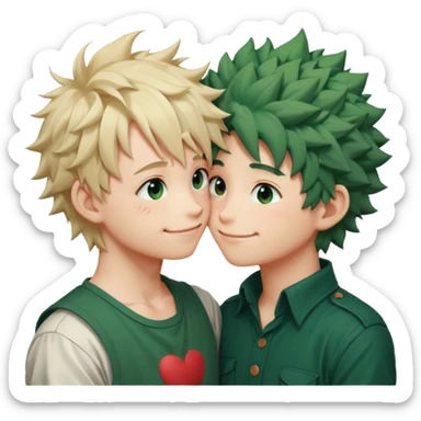 Make bakugo and deku kissing on cheeks sticker