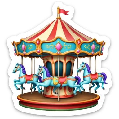 colorful amusement park carousel sticker