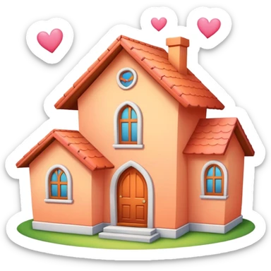 peach color home with hearts around sticker