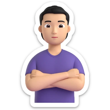 asian guy, arms crossed sticker